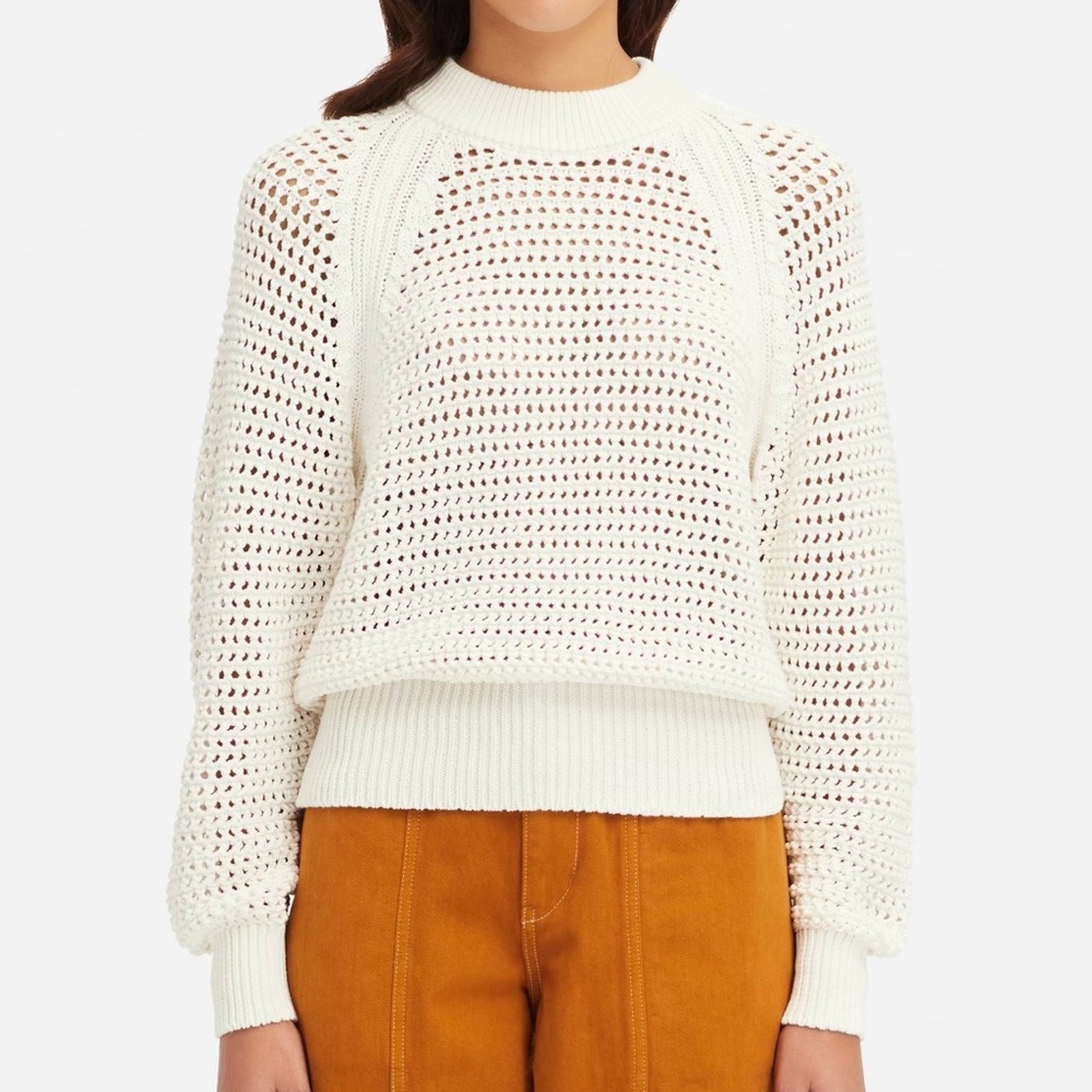 UNIQLO U Mesh Oversized Cotton Sweater White NWOT